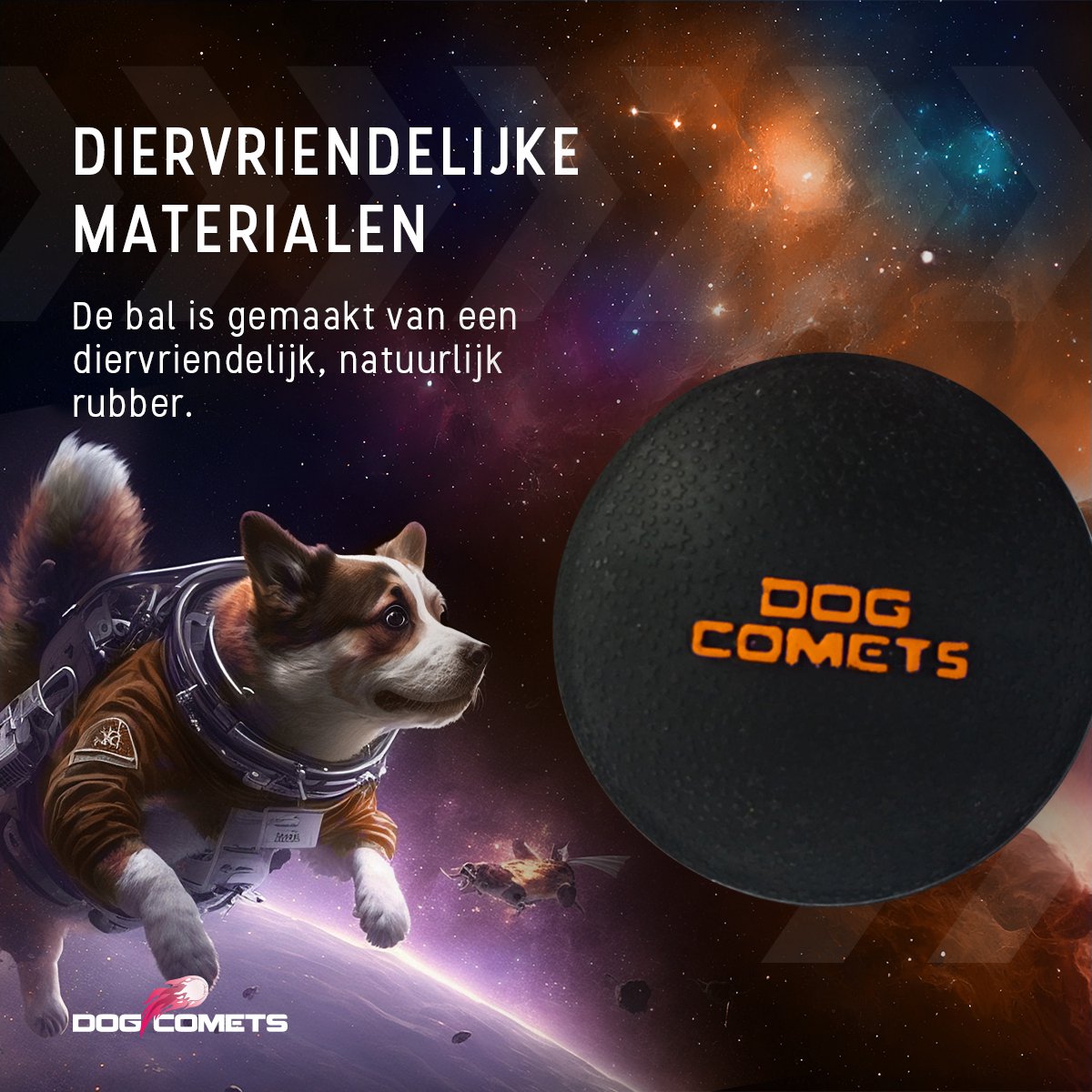 Dog Comets Ball Stardust Ø6 cm - Hondenspeelgoed - Hondenbal - Natuurlijk rubber - 1 stuk - Oranje/Zwart thumbnail 5