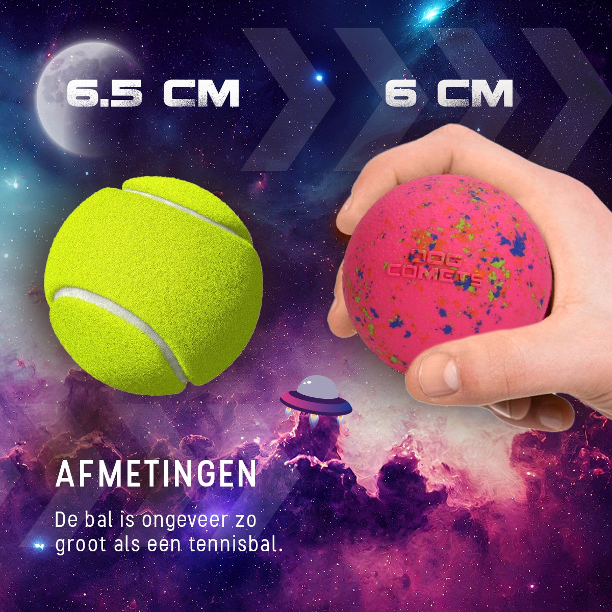 Dog Comets Ball Stardust Ø6 cm - Hondenspeelgoed - Hondenbal - Natuurlijk rubber - 1 stuk - Roze thumbnail 3