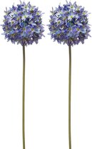 Emerald Allium/Sierui kunstbloem - 2x - losse steel - blauw - 60 cm - Natuurlijke uitstraling
