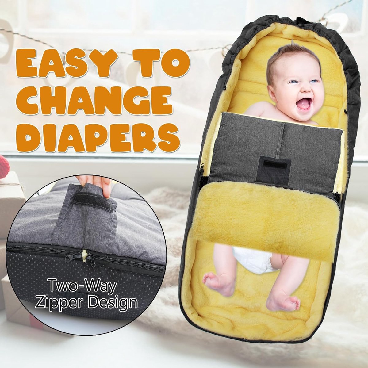 Chancelière Universelle Hiver Pour Poussette - Imperméable, Polaire, Fermetures éclair, Pour Bébé