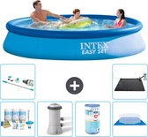Intex Rond Opblaasbaar Easy Set Zwembad - 366 x 76 cm - Blauw - Inclusief Onderhoudspakket - Zwembadfilterpomp - Filter - Grondzeil - Stofzuiger - Solar Mat