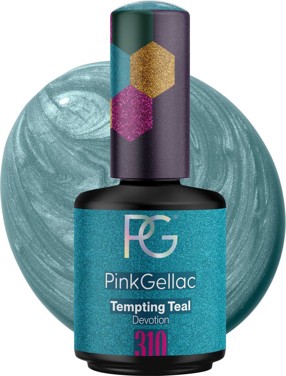 Pink Gellac 310 Tempting Teal Gel Lak 15ml - Gellak Nagellak - Blauwe Gelnagels Producten - Glanzende Gel Nails