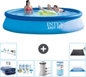 Intex Rond Opblaasbaar Easy Set Zwembad - 396 x 84 cm - Blauw - Inclusief Solarzeil - Onderhoudspakket - Zwembadfilterpomp - Filter - Grondzeil - Stofzuiger - Solar Mat