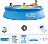 Intex Rond Opblaasbaar Easy Set Zwembad - 305 x 76 cm - Blauw - Inclusief Afdekzeil - Zwembadfilterpomp - Filter - Grondzeil - Schoonmaakset - Zoutwatersysteem - Zwembadzout