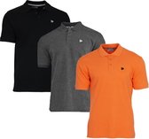 3-Pack Donnay Polo (549009) - Sportpolo - Heren - Black/Charcoal-marl/Apricot orange (566) - maat M