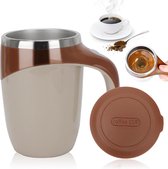 zelfroerende beker, roestvrij staal, automatische magnetische beker, 380 ml, wordt gebruikt in koffie, thee, cocoa, melkbeker (bruin)