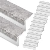 Traprenovatie set - rechte trap - 13 treden SPC toplaag Beton grijs incl. witte stootborden
