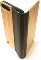 Houten design flip case, iPhone SE – Bamboe met bruin leer