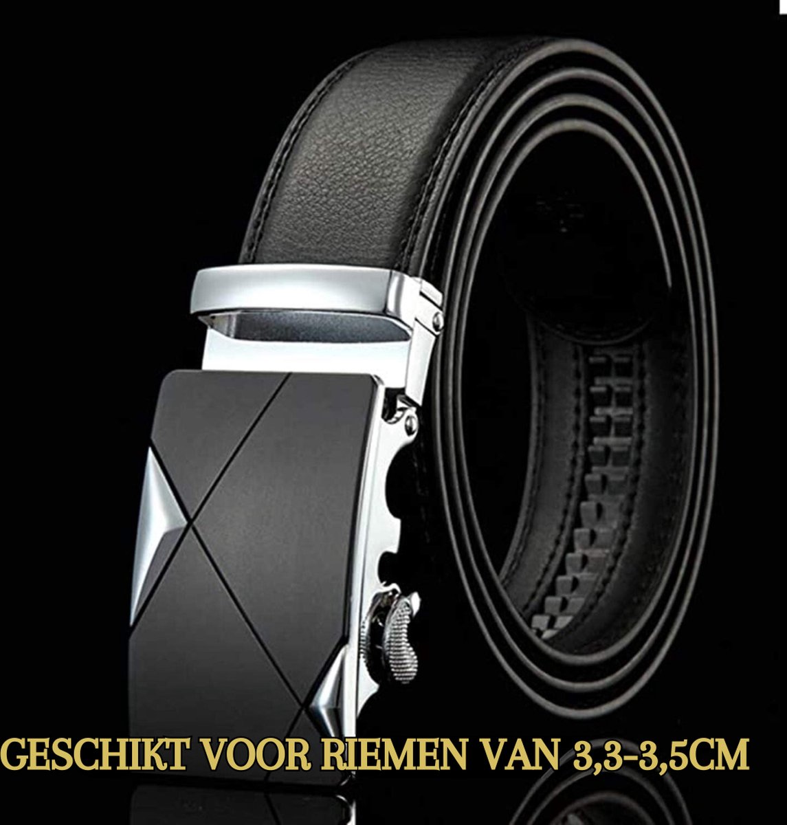 Zwart Wit Koeienhuid Echt Leer 3,5 cm Breedte Riemen voor Heren Mannelijke Luxe Automatische Gesp Herenriem kopen vanaf een prijs van 19