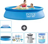 Intex Rond Opblaasbaar Easy Set Zwembad - 244 x 61 cm - Blauw - Inclusief Afdekzeil - Onderhoudspakket - Zwembadfilterpomp - Filter - Grondzeil