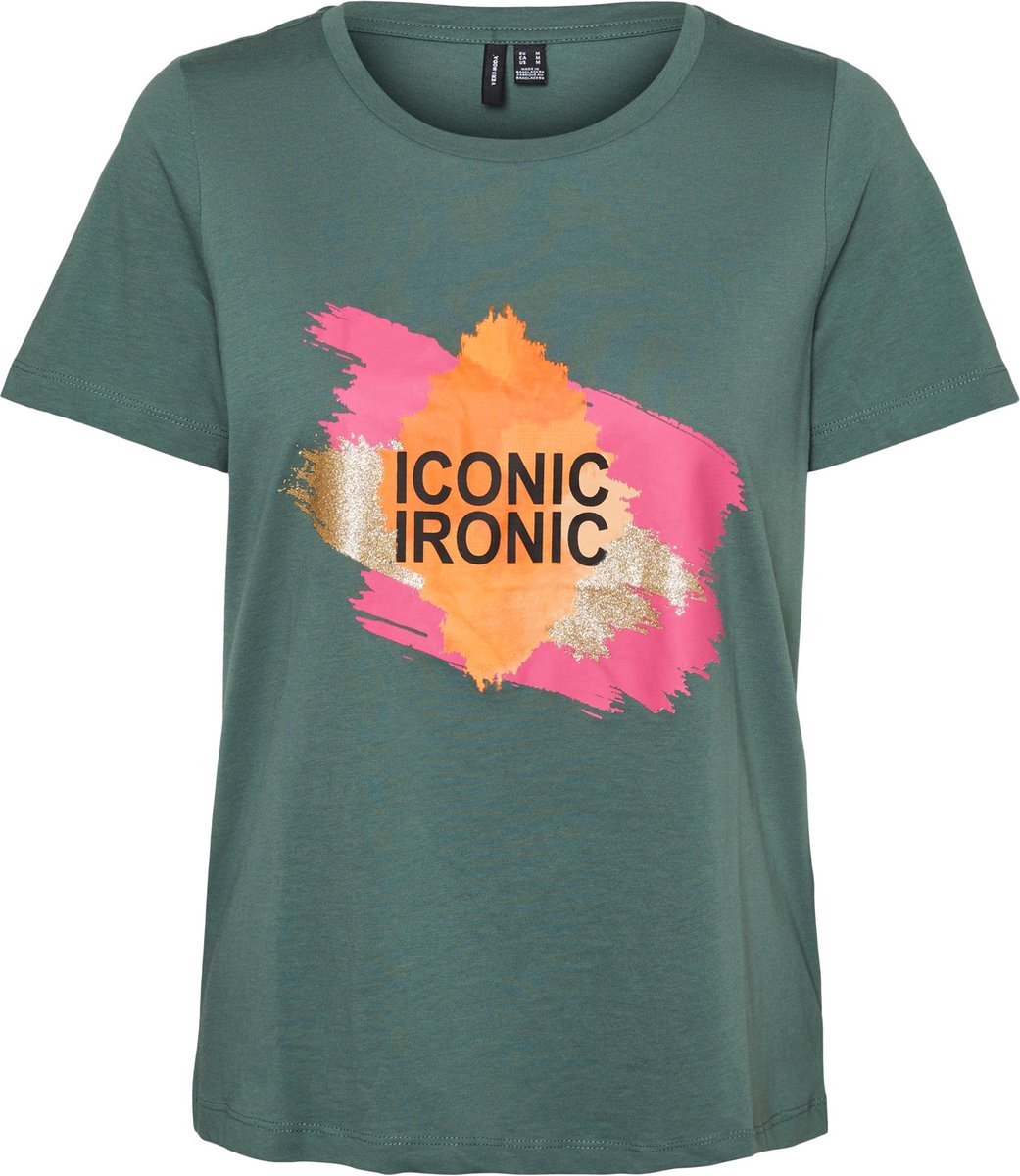 VERO MODA - T-shirt - Maat XS - Vrouwen - dark forest - katoen