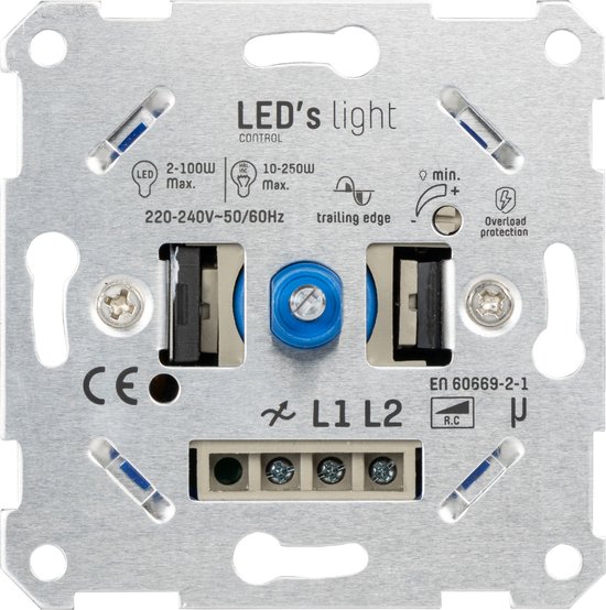 Universele LED Dimmer 2-250W – Geschikt voor alle dimbare lampen – Fase afsnijding - Proventa