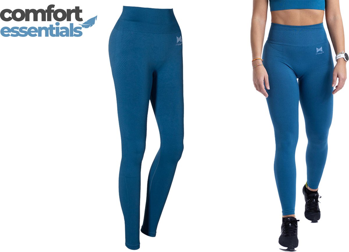 Comfort Essentials - Sportbroek dames - Sportlegging dames - Sportkleding - Yogalegging - High Waist Sport Legging Dames - Squat Proof - Shapewear - Blauw Maat S
