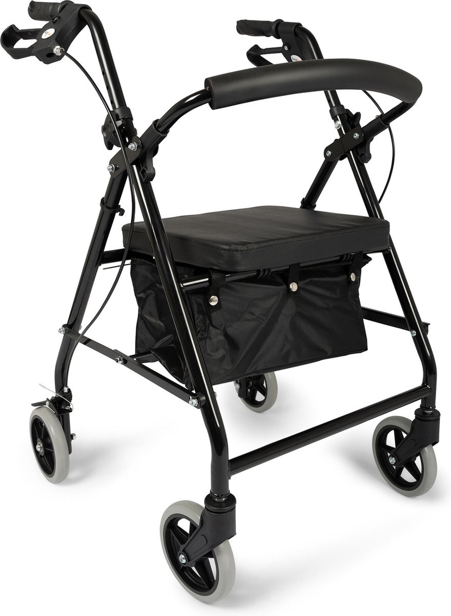 Goedkoopste Dunimed Lichtgewicht Rollator - Rollator Voor Binnen & Buiten - Opvouwbaar - Met Parkeerrem - In Hoogte Verstelbaar - Inclusief Verwijderbare Tas - Zwart