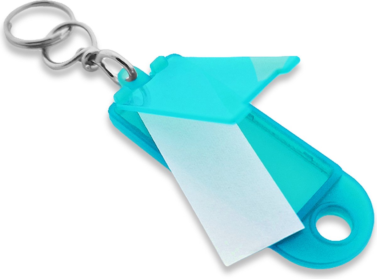 Openklapbare sleutellabels turquoise 60x22mm - 100 stuks