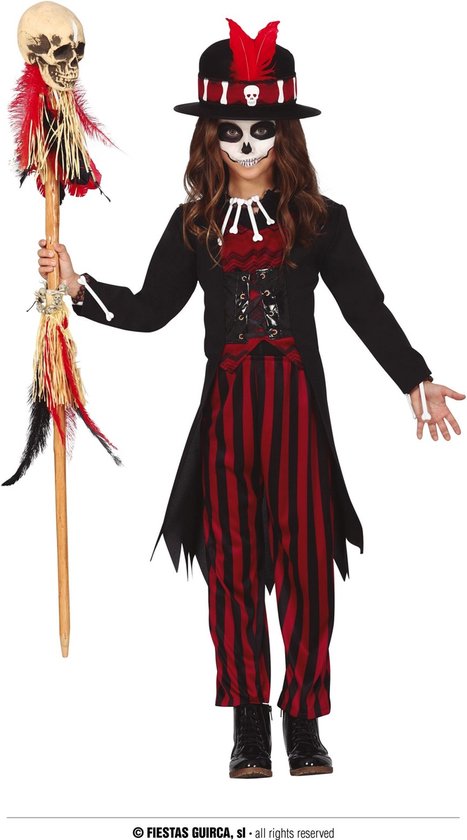 Fiestas Guirca - Voodoo Girl (7-9 jaar) - Carnaval Kostuum voor kinderen - Carnaval - Halloween kostuum meisjes