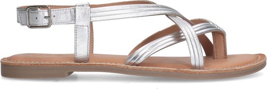 Sacha - Dames - Zilveren leren sandalen met bandjes - Maat 40