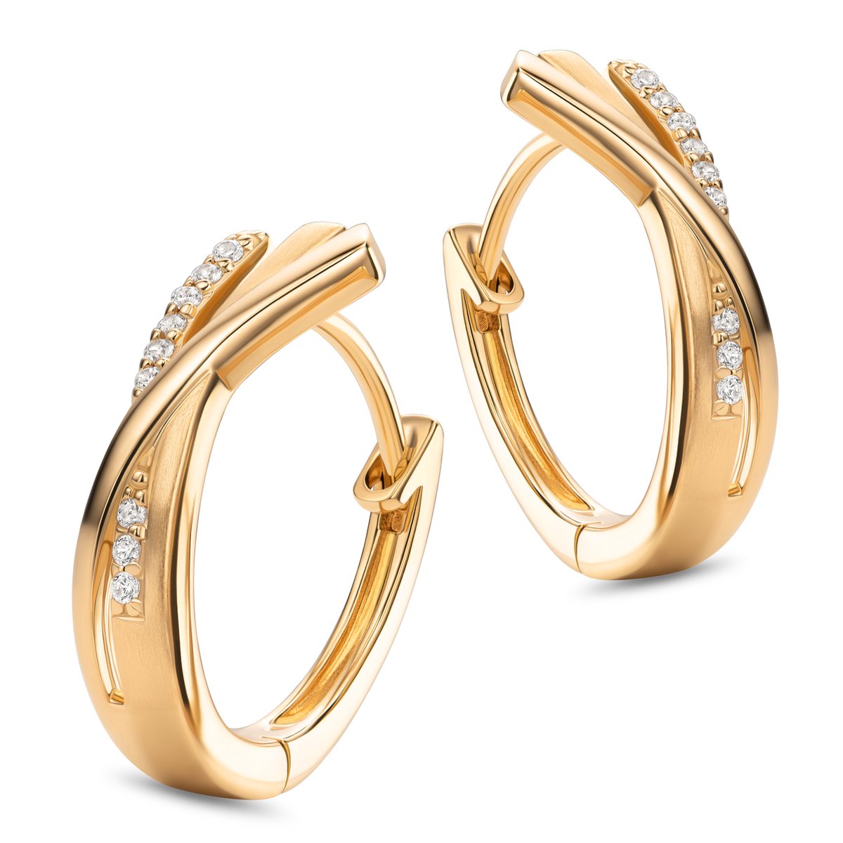 Miore Pure Oorbellen Dames - van Zilver - Met Zirkonen - Hypoallergene Oorringen - 16.5 mm