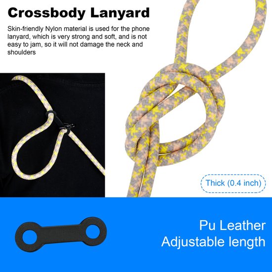 Chaîne de téléphone portable Cadorabo pour Honor 7 en JAUNE - GRIS - Étui pour téléphone portable avec cordon de sangle réglable à accrocher autour du cou