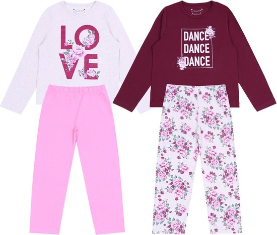 2 Beige en roze pyjama met rozen