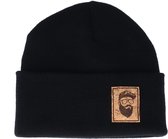 Hatstore- Cap Man Patch Black Beanie - Bearded Man Cap