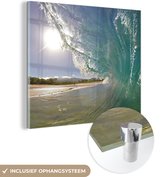 MuchoWow® Glasschilderij 20x20 cm - Schilderij acrylglas - Golven Oceanie fotoprint - Foto op glas - Schilderijen