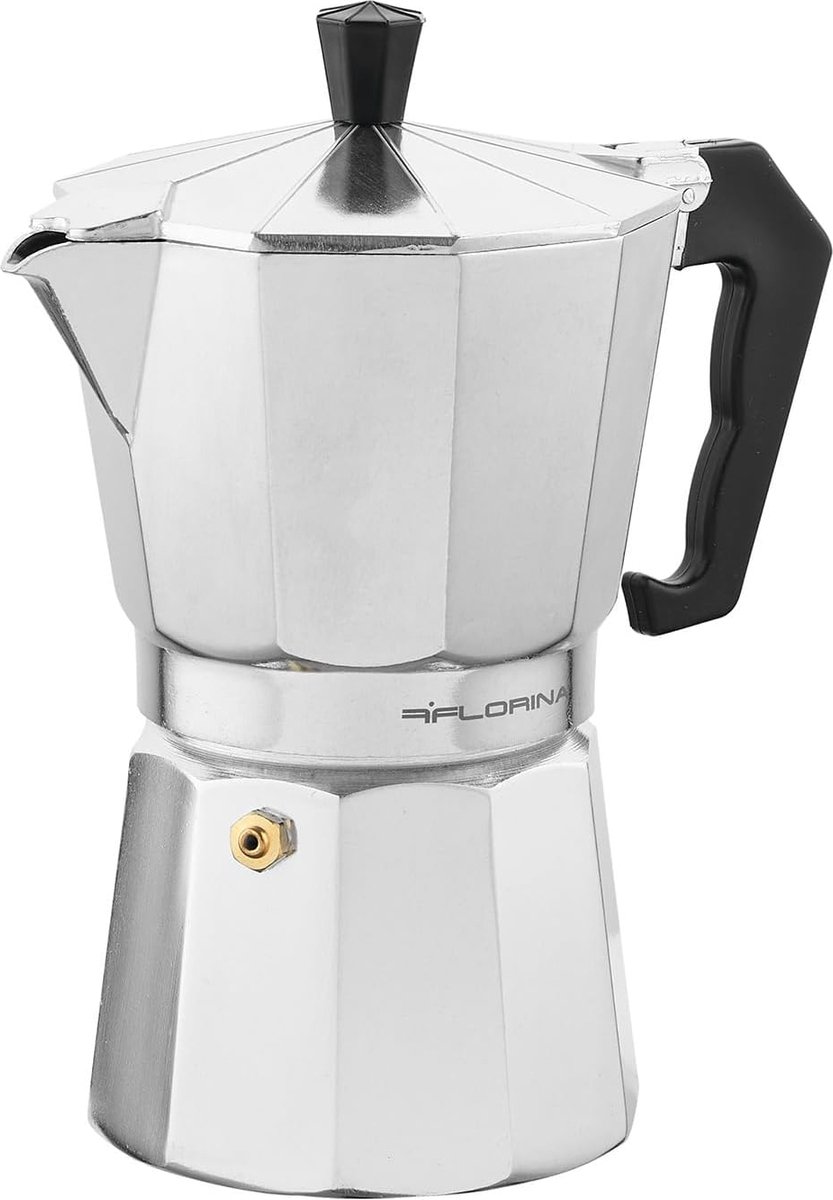 Aluminium espressomachine, 6 kopjes (150 ml), kookplaten, espressomachine, Grande, espressopot voor het bereiden van Italiaanse espresso, geschikt voor keramische kookplaten, elektrische kookplaten, gas