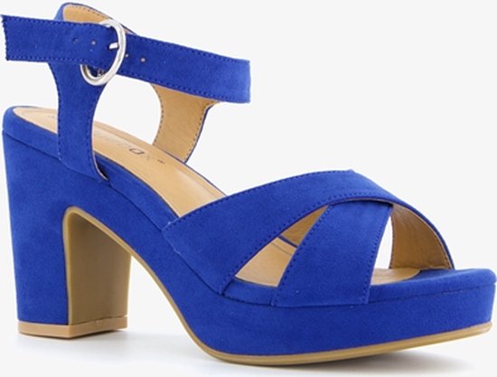 Blue Box dames sandalen met hak kobalt blauw - Maat 37