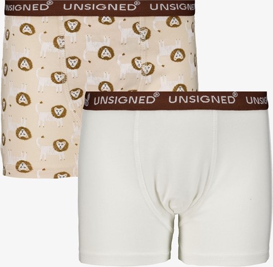 Unsigned 2-pack jongens boxershorts leeuw - Wit - Maat 122/128