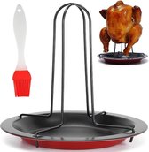 Kippenbraad, kippengrill van koolstofstaal, demonteerbare kippenbrader met afdruipbak, voor oven of grill, accessoires, kippenbrader, thuis BBQ