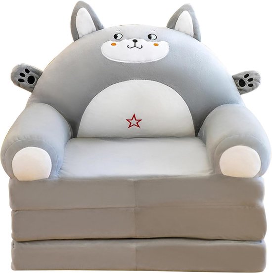 Coussin Canapé Peluche Pliable Enfant - 2 En 1 Fauteuil Et Lit, Housse Velours Doux