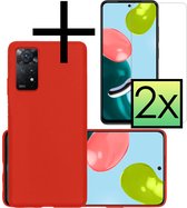 Hoes Geschikt voor Xiaomi Redmi Note 11s Hoesje Cover Siliconen Back Case Hoes Met 2x Screenprotector - Rood