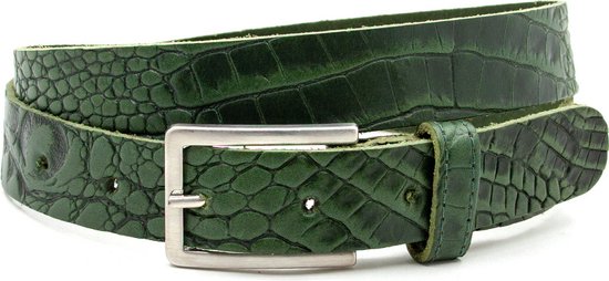 Thimbly Belts Dames riem groen croco - dames riem - 3 cm breed - Groen - Echt Leer - Taille: 90cm - Totale lengte riem: 105cm