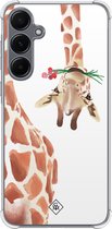 Casimoda® hoesje - Geschikt voor Samsung Galaxy A55 - Giraffe - Shockproof case - Extra sterk - TPU/polycarbonaat - Bruin/beige, Transparant