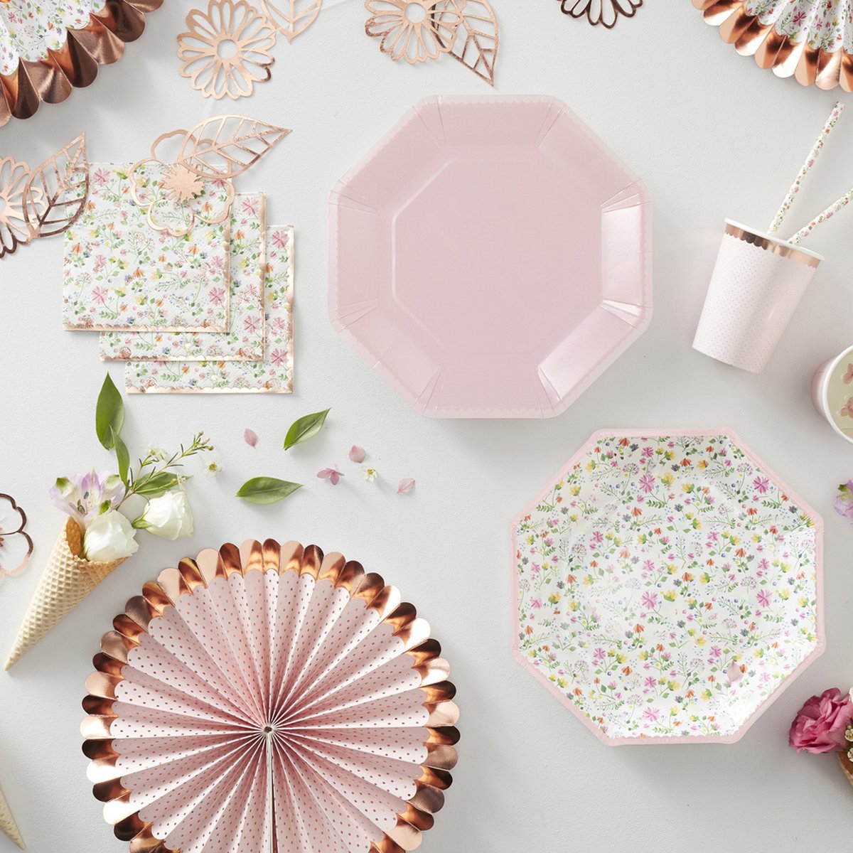 Roze Goud Bloemen - 8 stuks