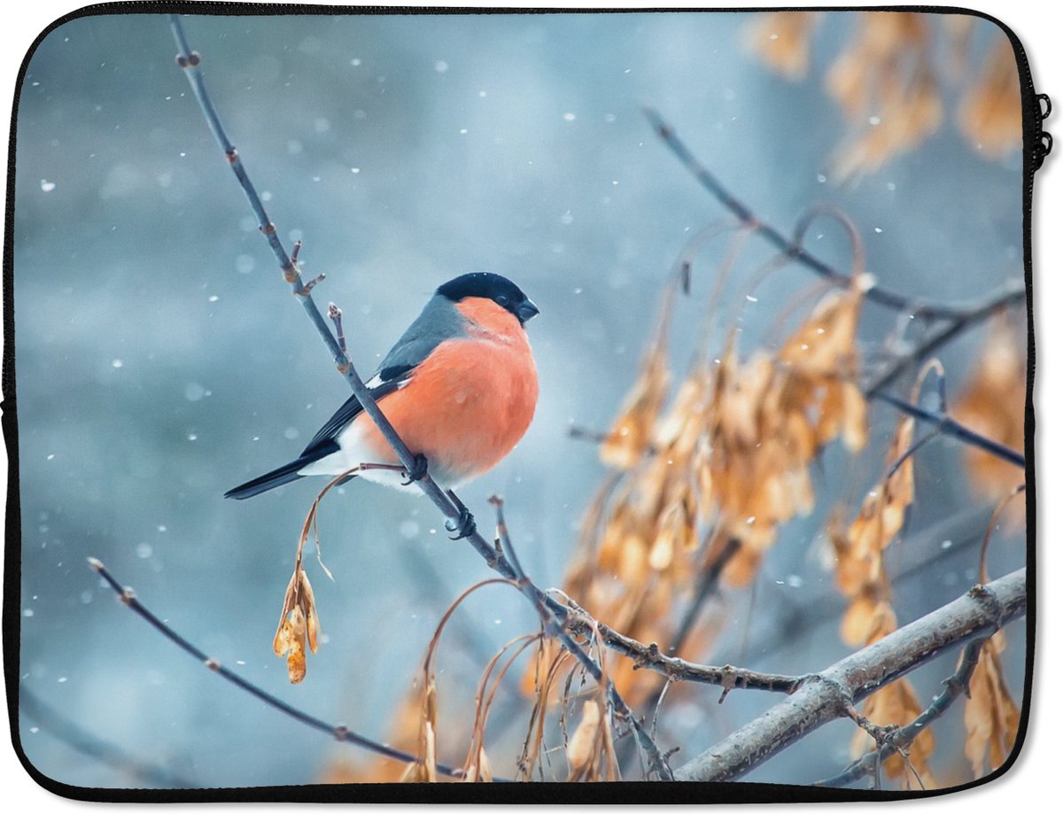 Laptophoes - Laptop - Vogel - Dieren - Sneeuw - Takken - Laptop sleeve - 15 6 Inch