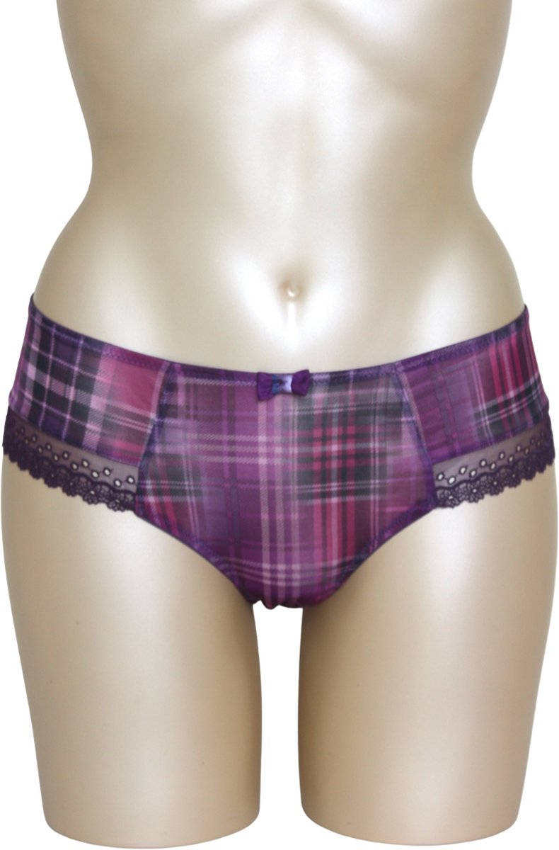 Cleo - Sadie - slip - paars geblokt - maat 36 / S