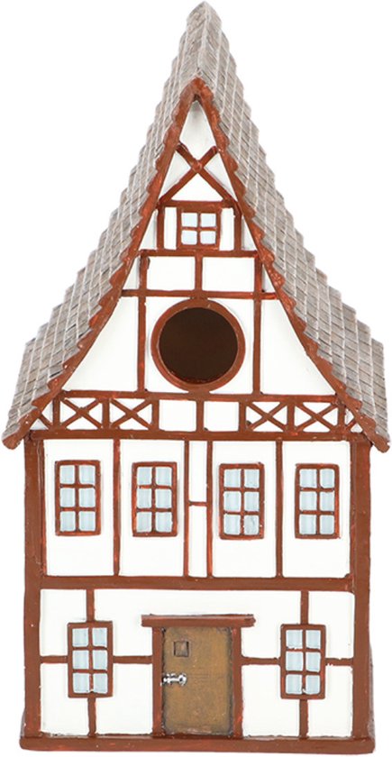 Esschert design vogelnestje/nestkastje - cremewit - 13.5 x 13 x 24.5 cm