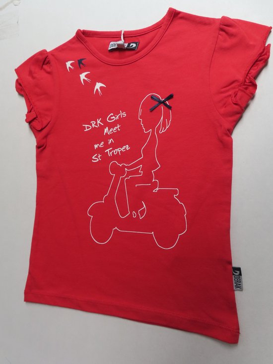 T-shirt à manches courtes - Filles - Rouge - Vespa , oiseaux - 6 / 7 ans 116 / 122