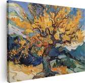 Artaza Canvas Schilderij Kunstwerk van een Boom met Gele Bladeren - 80x60 - Muurdecoratie - Foto Op Canvas - Canvas Print