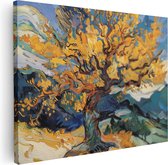 Artaza Peinture sur toile représentant un arbre avec des feuilles jaunes – 80 x 60 – Décoration murale – Photo sur toile – Impression sur toile