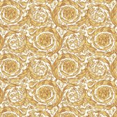 Exclusief luxe behang Profhome 366925-GU vliesbehang gestructureerd met ornamenten glanzend goud geel beige 7,035 m2