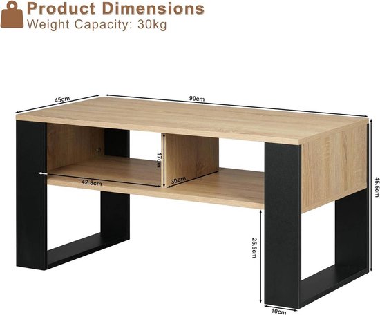 vidaXL Salontafel Artisan Eiken 60 x 44,5 x 45 cm Bewerkt hout