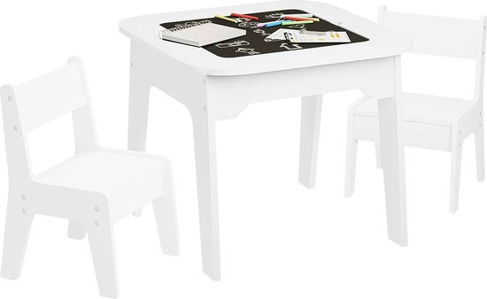 Rootz Kindertafel en stoelenset - Activiteitenbureau - Kinderstudeertafel - Ingebouwde opbergruimte - Multifunctioneel tafelblad - Veilig en ergonomisch - Duurzame constructie - Tafel: B60 x H49 x D60 cm; Stoel: B31 x H45 x D29 cm