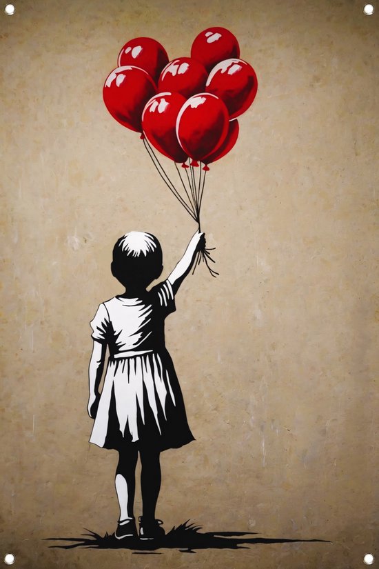 Ballon tuinposter - Banksy poster - Tuinposters Meisje - Poster buiten - Tuinaccessoires - Posters tuinposter 40x60 cm
