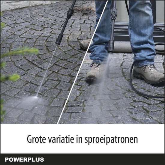 Powerplus Elektrische Hogedrukreiniger POWXG90400 - 1200 W Terrasreiniger, start/stop functie, max. druk van 100 bar en temperatuur van 50 °C, 3 m slang en accessoires inbegrepen, Reinigen van auto's, meubelen en fiets — afbeelding 4