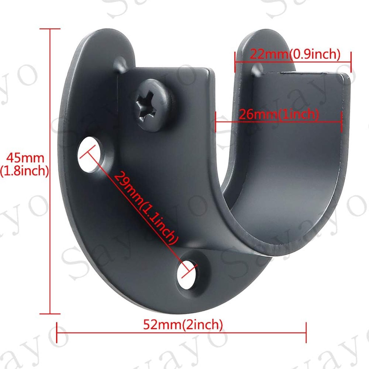 Set van 2 gordijnroedes, zwart, voor 25-28 mm stangen
