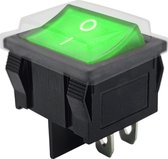 ProRide® Wipschakelaar ON-OFF KCD5-202 - met Beschermkapje - 2 Polig - 250V/6A - Groen met controlelampje