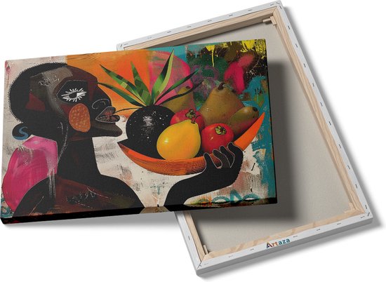 Artaza Tableau sur Toile Homme avec un Bol de Fruits - 120x80 - Groot - Photo sur Toile - Impression sur Toile