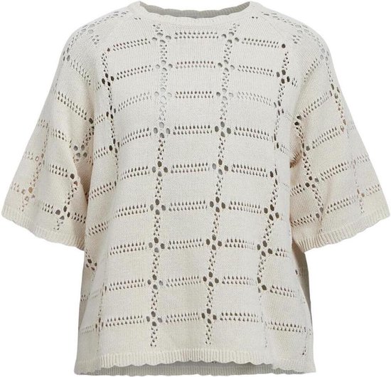Object T-shirt Objdenice Re 2/4 Knit Pullover E Ss 23045802 Sandshell Dames Maat - XL